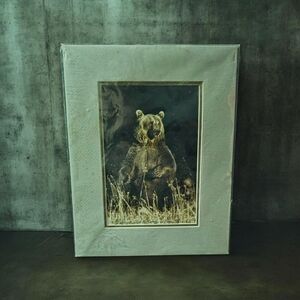 Wildlife Bear Art Print in White Frame